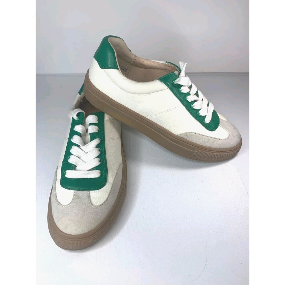 LOFT Everyday Trainer Sneakers Green White Women's Size 8.5M Retro Gum Sole